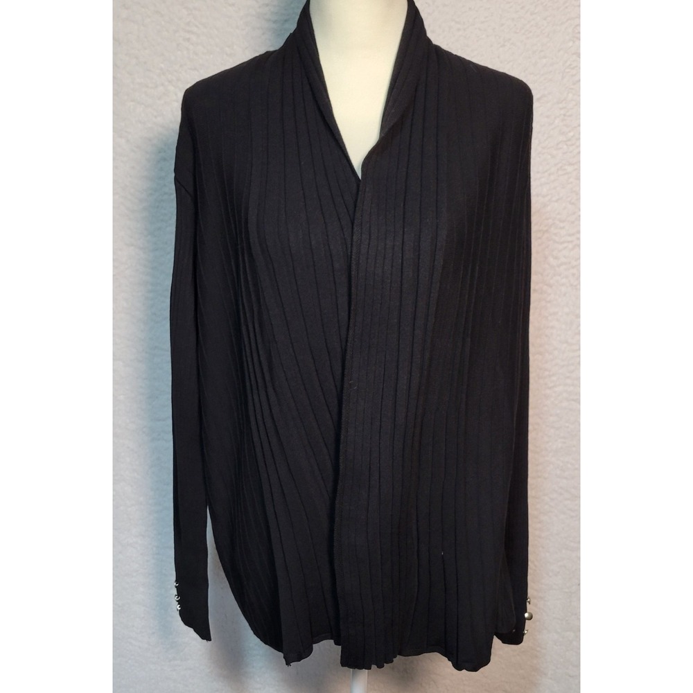 Chloe + Jasmine Open Front Cardigan Size XL NEW NWT Black Long Sleeve 1834